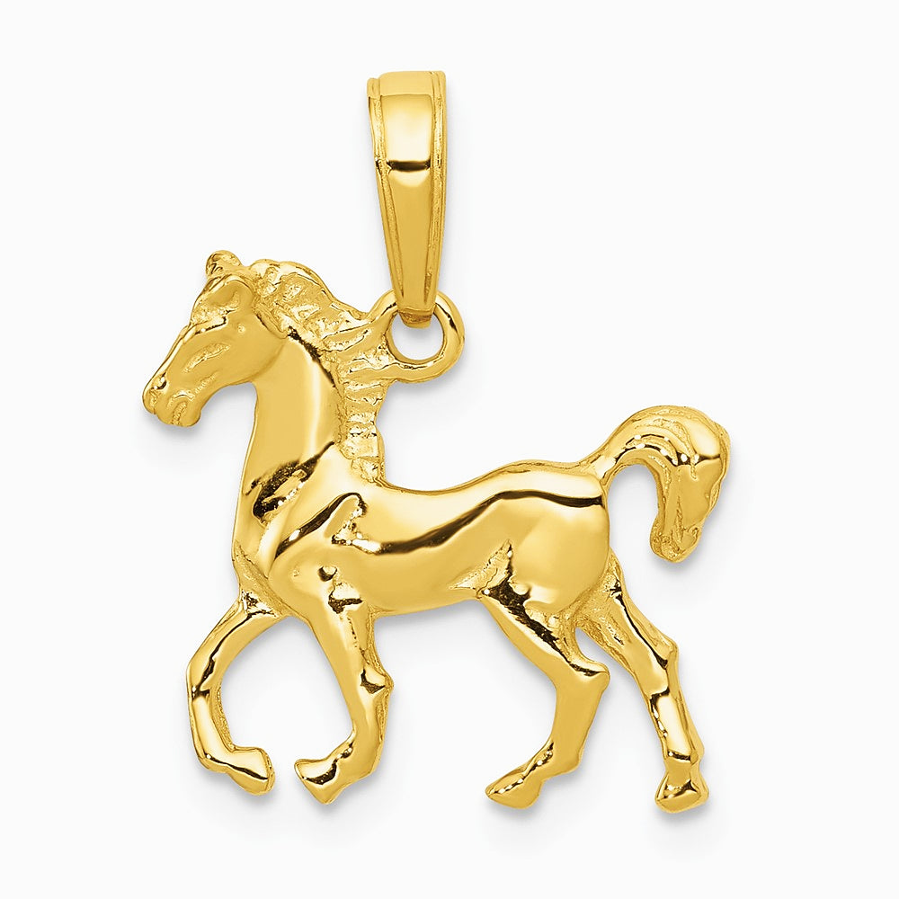 10K / 14K Yellow Gold Standing Horse Pendant - Product Photo