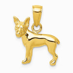 10K / 14K Yellow Gold Chihuahua Dog Pendant - Product Photo