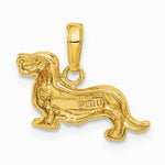 10K / 14K Yellow Gold Long-Haired Dachshund Dog Pendant - Product Photo