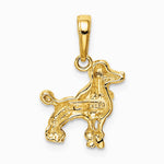 10K / 14K Yellow Gold Poodle Dog Pendant - Product Photo