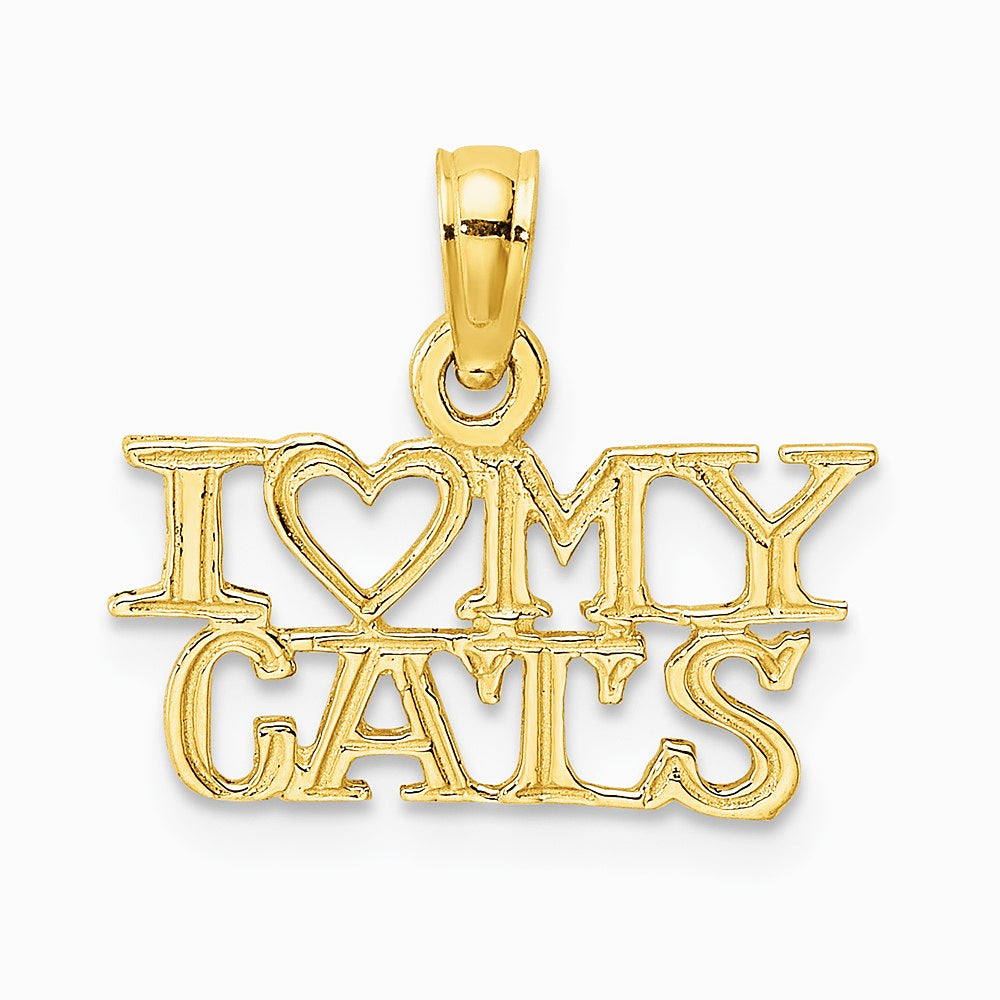 10K / 14K Yellow Gold I HEART MY CATS Charm