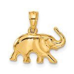 10K / 14K Yellow Gold 3-D Elephant Pendant - Product Photo
