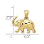 10K / 14K Yellow Gold 3-D Elephant Pendant - Product Photo