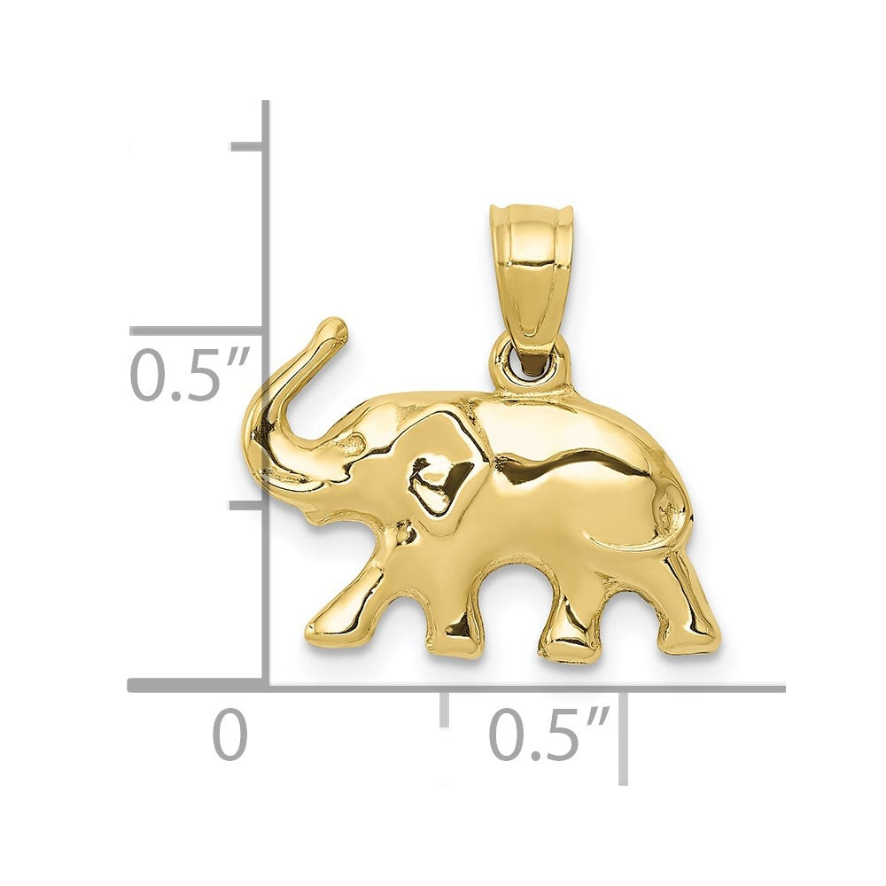 10K / 14K Yellow Gold 3-D Elephant Pendant - Product Photo