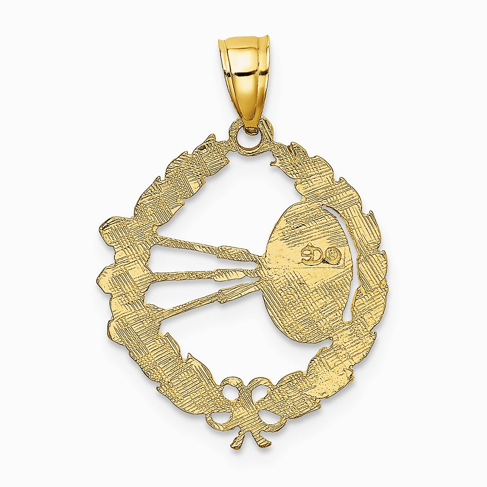 10K / 14K Yellow Gold Dart Board and Darts in Leaf Design Charm - Product Photo