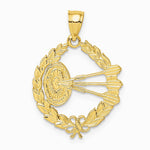 10K / 14K Yellow Gold Dart Board and Darts in Leaf Design Charm - Product Photo