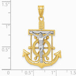 10K / 14K Two-tone Diamond-cut Mariner's Cross Pendant - Product Photo