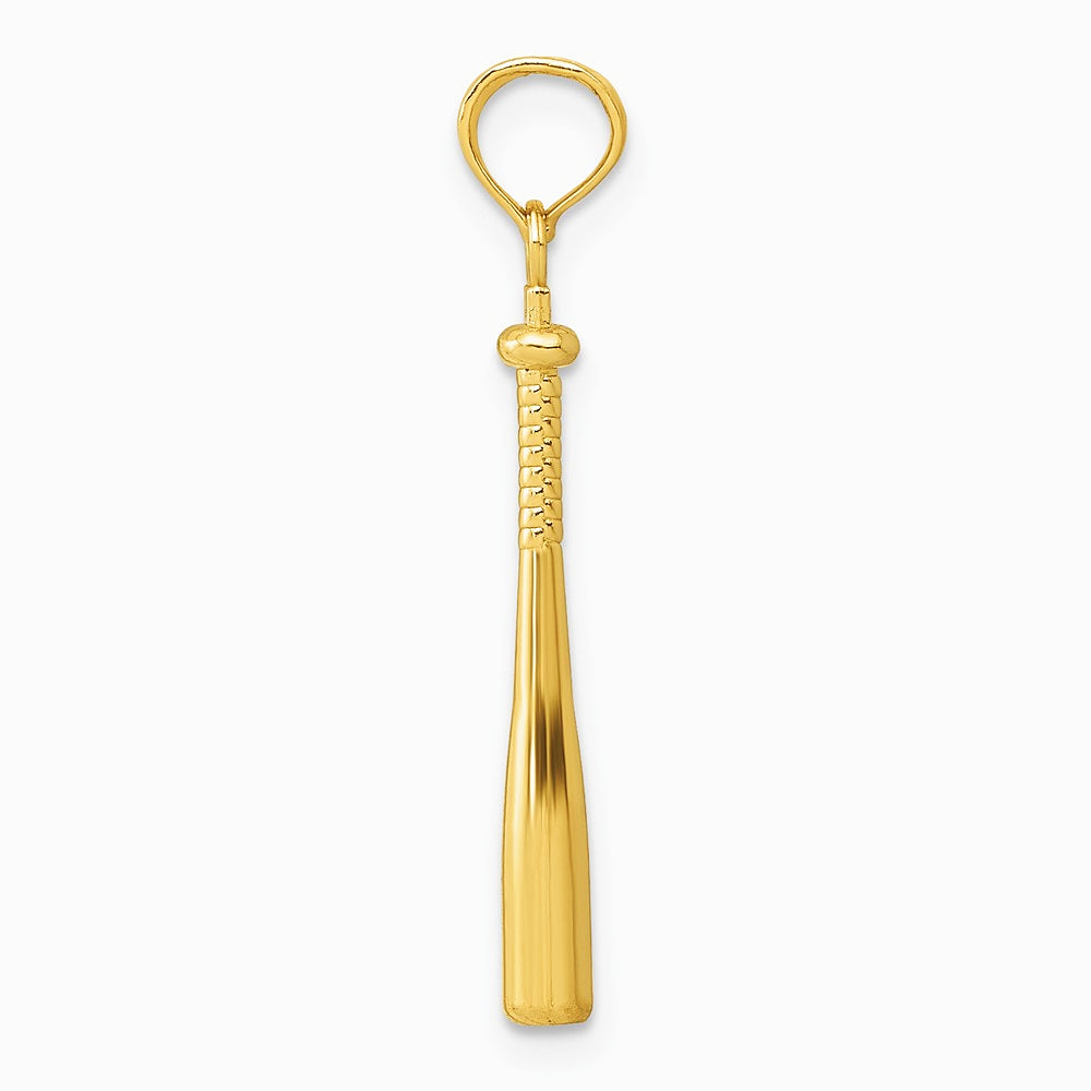 10K / 14K Yellow Gold 3-D Baseball Bat Pendant - Product Photo