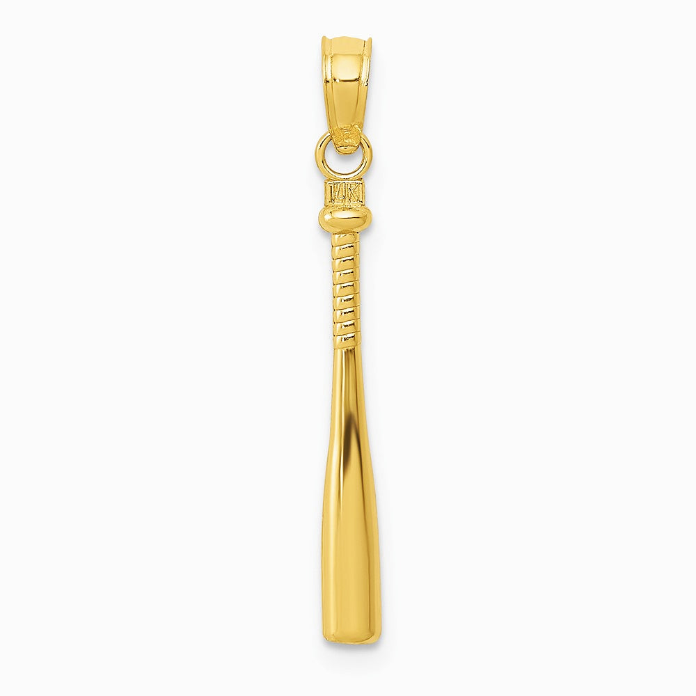 10K / 14K Yellow Gold 3-D Baseball Bat Pendant - Product Photo