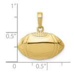 10K / 14K Yellow Gold Football Profile Pendant - Product Photo