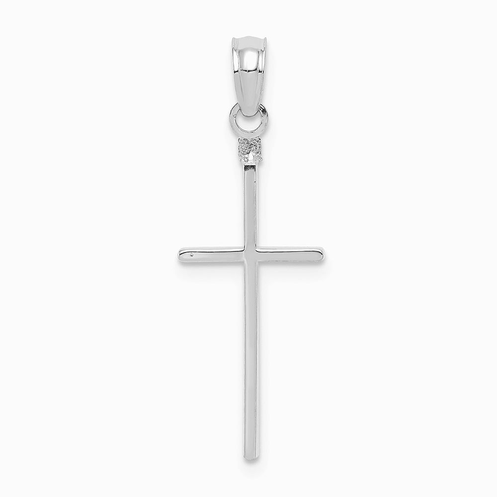 10K / 14K White Gold Polished Cross Pendant - Product Photo