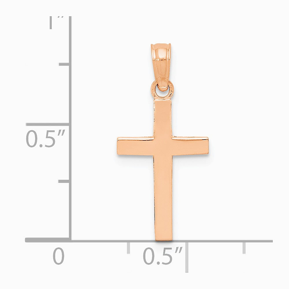 10K / 14K Rose Gold Polished Cross Pendant - Product Photo