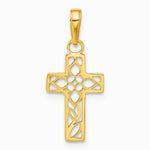 10K / 14K Yellow Gold Diamond-cut Filigree Cross Pendant - Product Photo