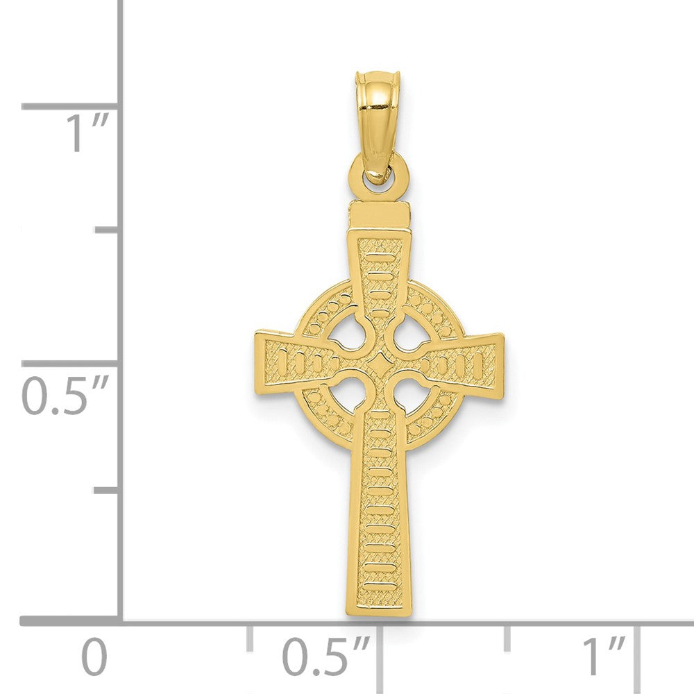 10K / 14K Yellow Gold Reversible GOD IS LOVE Celtic Cross Pendant - Product Photo