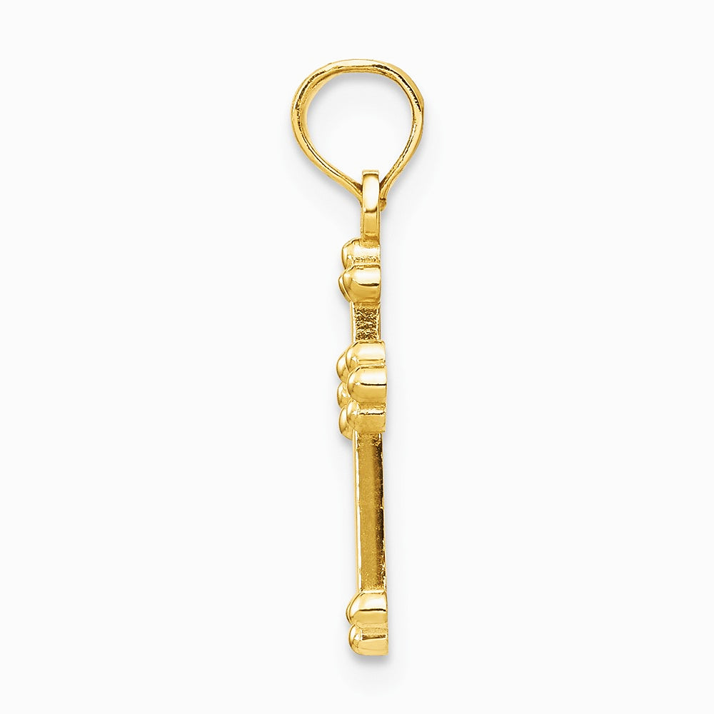 10K / 14K Yellow Gold Budded Cross Charm - Product Photo
