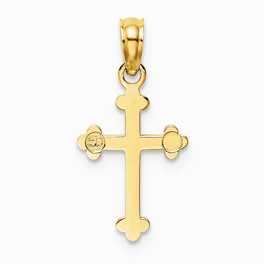 10K / 14K Yellow Gold Budded Cross Charm - Product Photo
