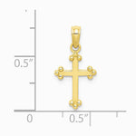 10K / 14K Yellow Gold Budded Cross Charm - Product Photo