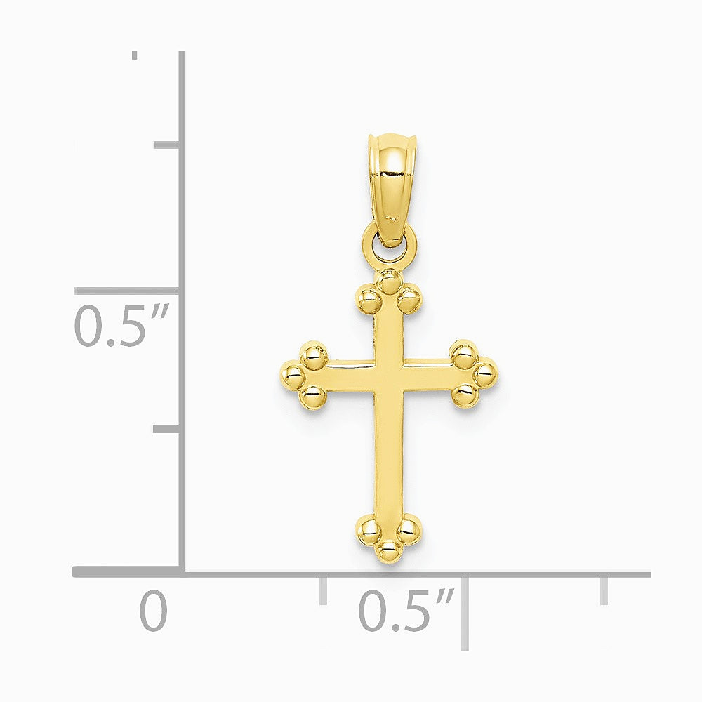 10K / 14K Yellow Gold Budded Cross Charm - Product Photo