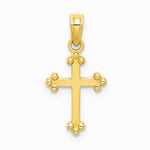 10K / 14K Yellow Gold Budded Cross Charm - Product Photo