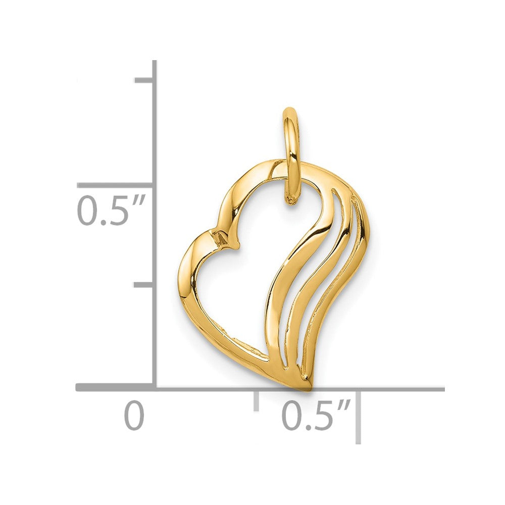 10K Yellow Gold Heart Charm - Product Photo