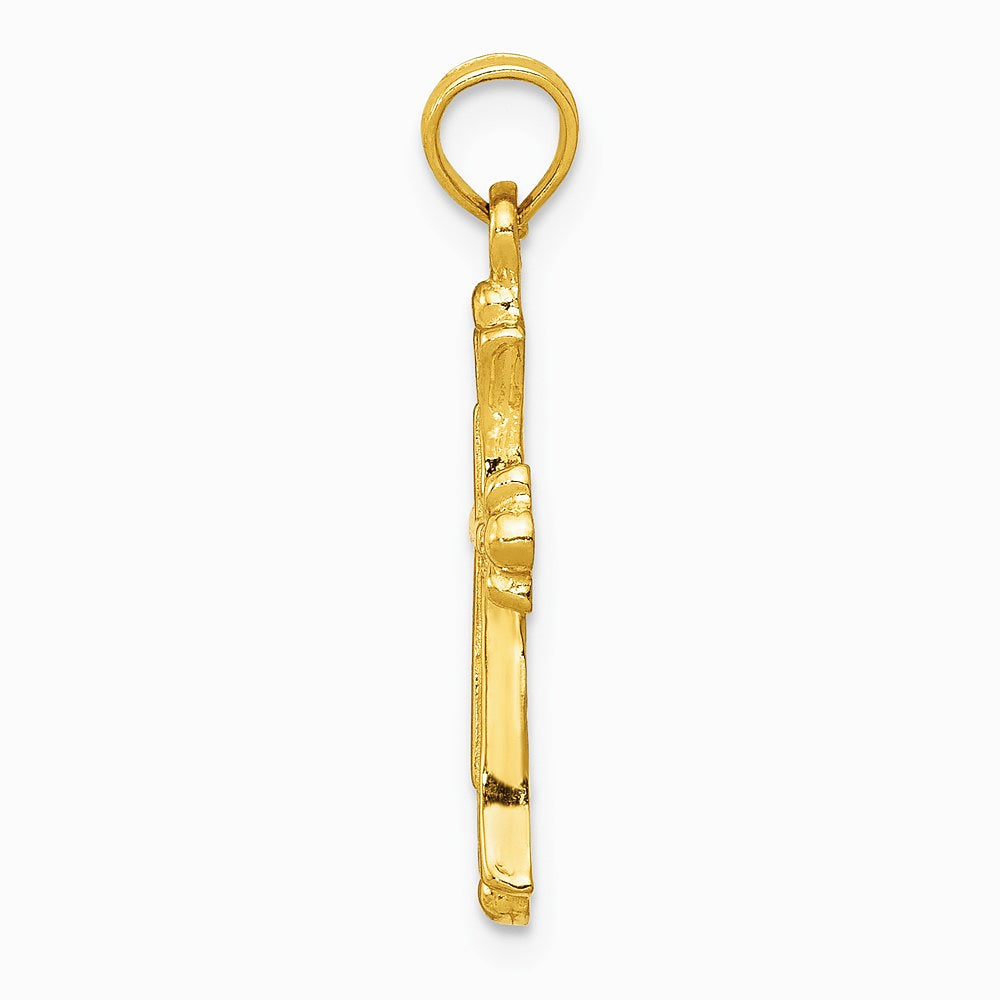 10K / 14K Yellow Gold Budded Cross Charm - Product Photo