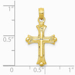 10K / 14K Yellow Gold Budded Cross Charm - Product Photo