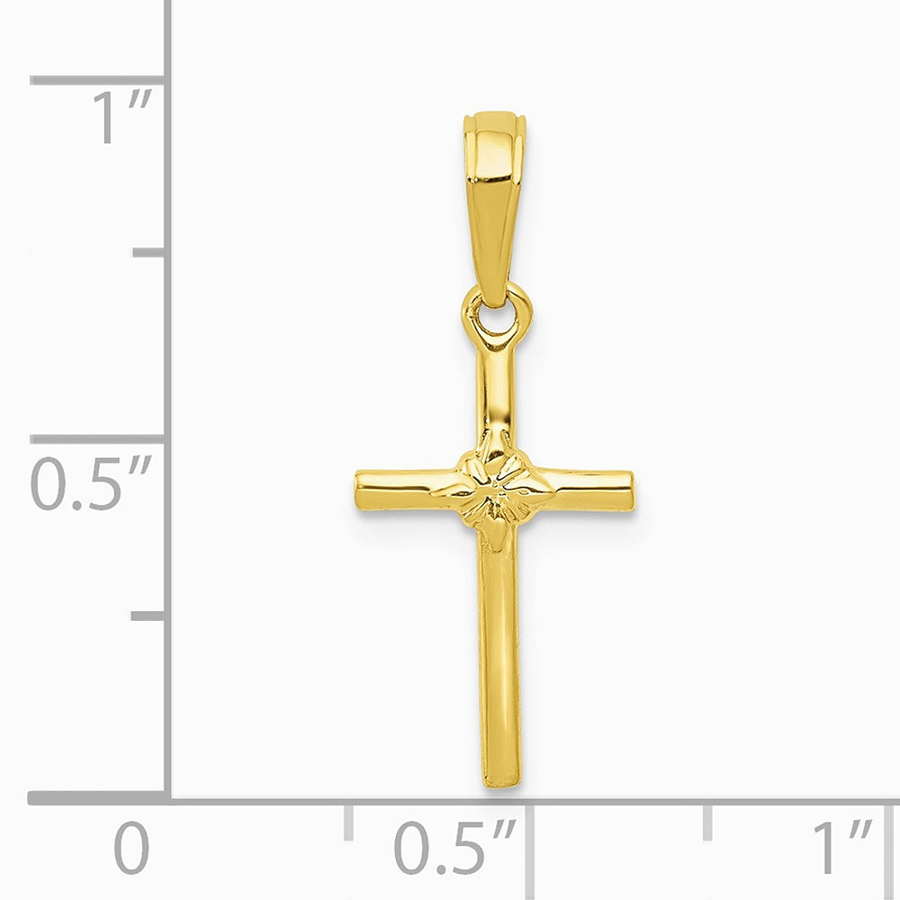 10K / 14K Yellow Gold Polished Cross Charm - Product Photo
