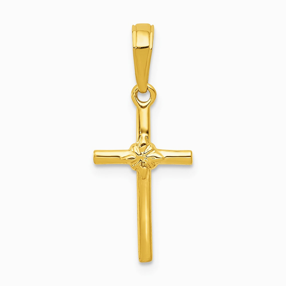 10K / 14K Yellow Gold Polished Cross Charm - Product Photo