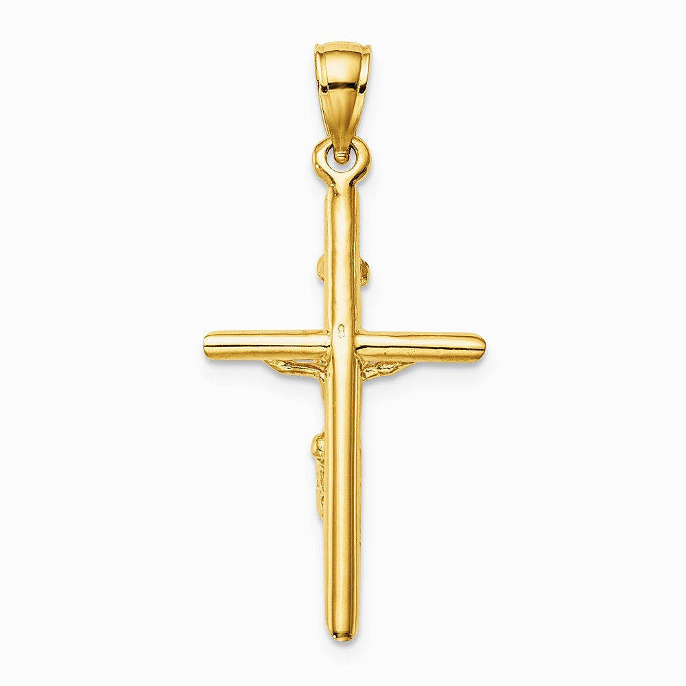 10K / 14K Yellow Gold INRI Crucifix Pendant - Product Photo