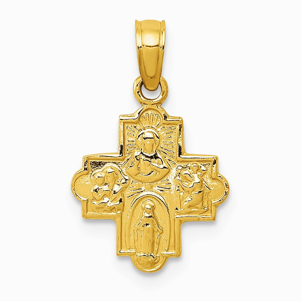 10K Yellow Gold Miniature Four Way Medal Pendant - Product Photo