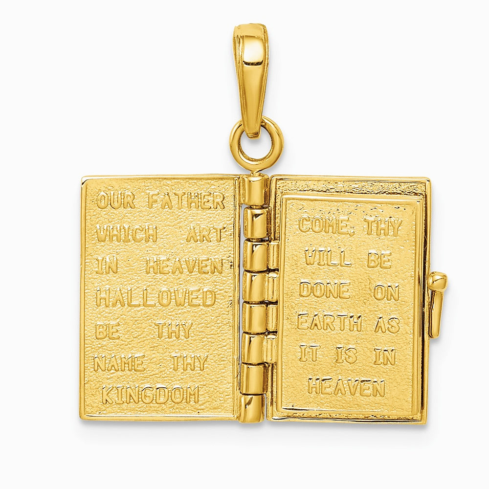 10K / 14K Yellow Gold 3D Lord's Prayer Bible Pendant - Product Photo