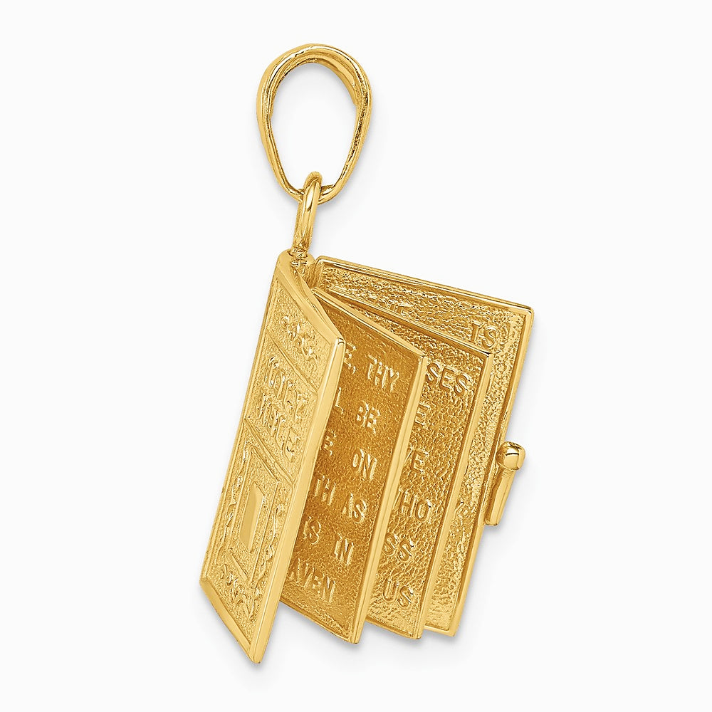 10K / 14K Yellow Gold 3D Lord's Prayer Bible Pendant - Product Photo
