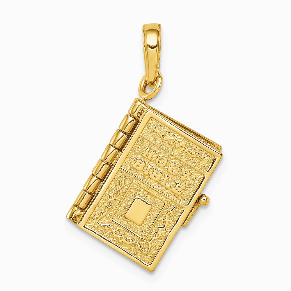 10K / 14K Yellow Gold 3D Lord's Prayer Bible Pendant - Product Photo