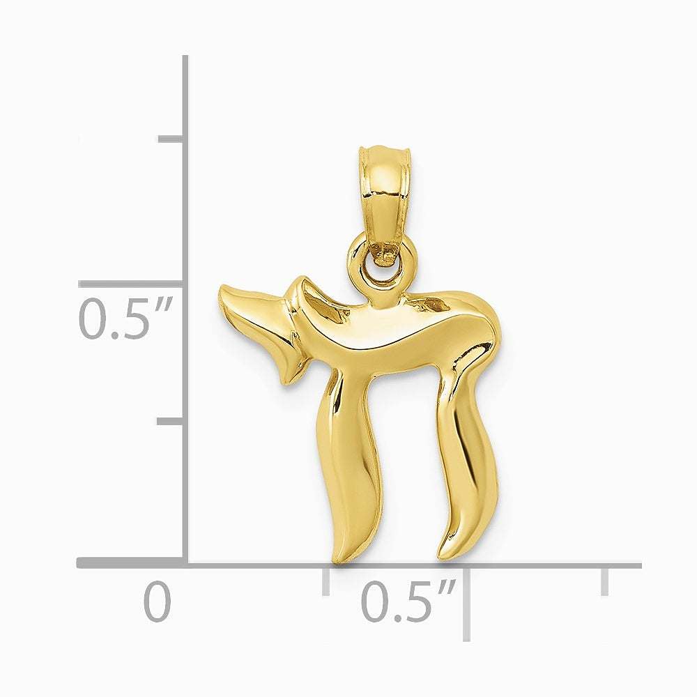 10K / 14K Yellow Gold Chai Pendant - Product Photo