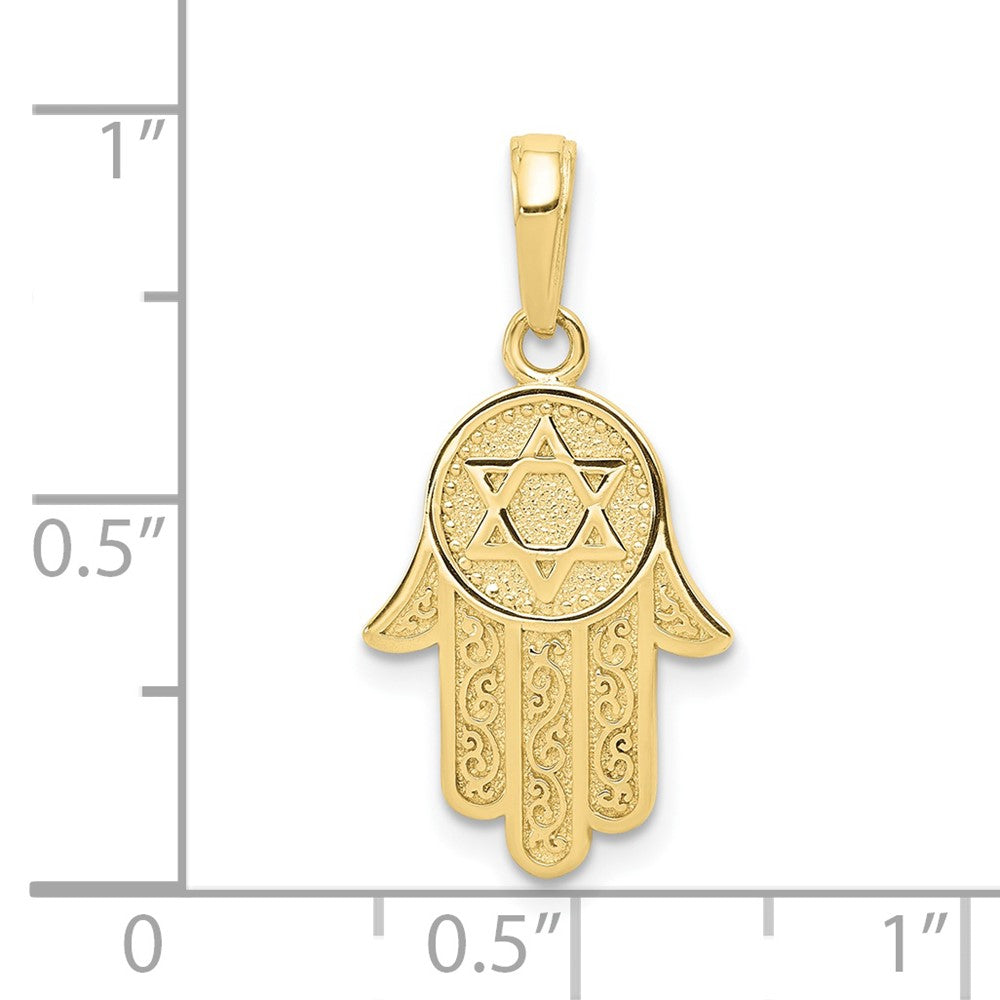 10K / 14K Yellow Gold Hamsa W/Star Of David Pendant - Product Photo