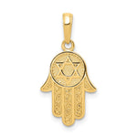10K / 14K Yellow Gold Hamsa W/Star Of David Pendant - Product Photo