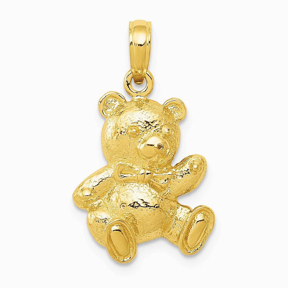 10K / 14K Yellow Gold Teddy Bear Pendant - Product Photo