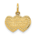 10K Yellow Gold You and Me Forever Heart Charm - Product Photo
