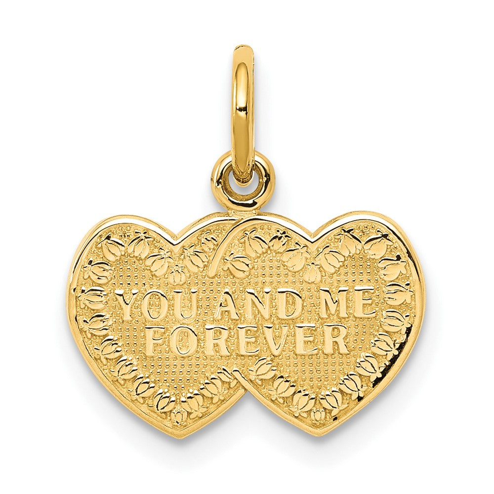 10K Yellow Gold You and Me Forever Heart Charm - Product Photo