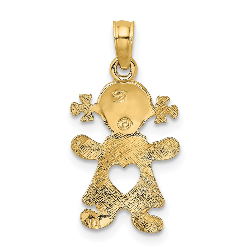 10K / 14K Yellow Gold Playful Girl with Cut Out Heart Charm - Product Photo