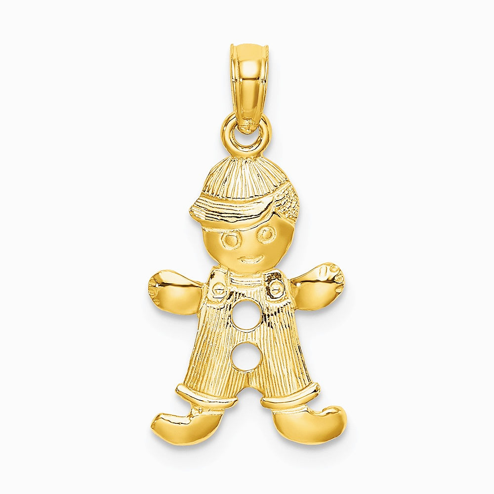 10K / 14K Yellow Gold Playful Boy with Cut Out Buttons Charm - Product Photo