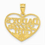 10K / 14K Yellow Gold Diamond-Cut Daddys Little Girl Heart Pendant - Product Photo