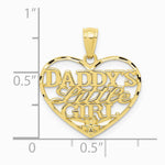 10K / 14K Yellow Gold Diamond-Cut Daddys Little Girl Heart Pendant - Product Photo