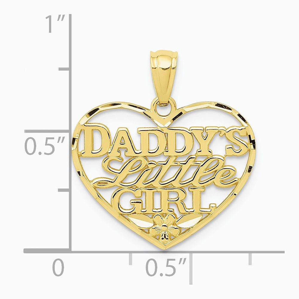 10K / 14K Yellow Gold Diamond-Cut Daddys Little Girl Heart Pendant - Product Photo