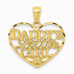 10K / 14K Yellow Gold Diamond-Cut Daddys Little Girl Heart Pendant - Product Photo