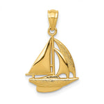 10K / 14K Yellow Gold Sailboat Pendant - Product Photo