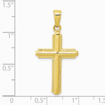 10K / 14K Yellow Gold Cross with Striped Border Pendant - Product Photo