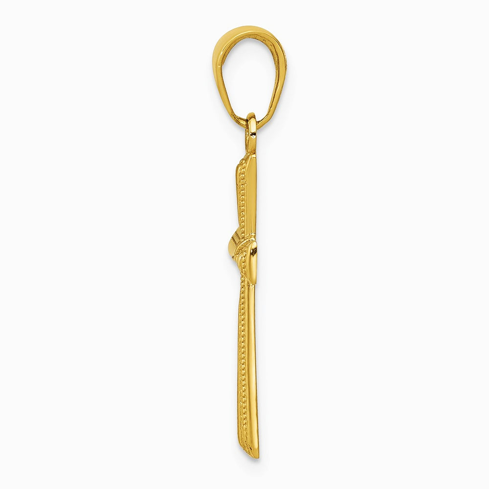 10K / 14K Yellow Gold Diamond-cut X Cross Pendant - Product Photo