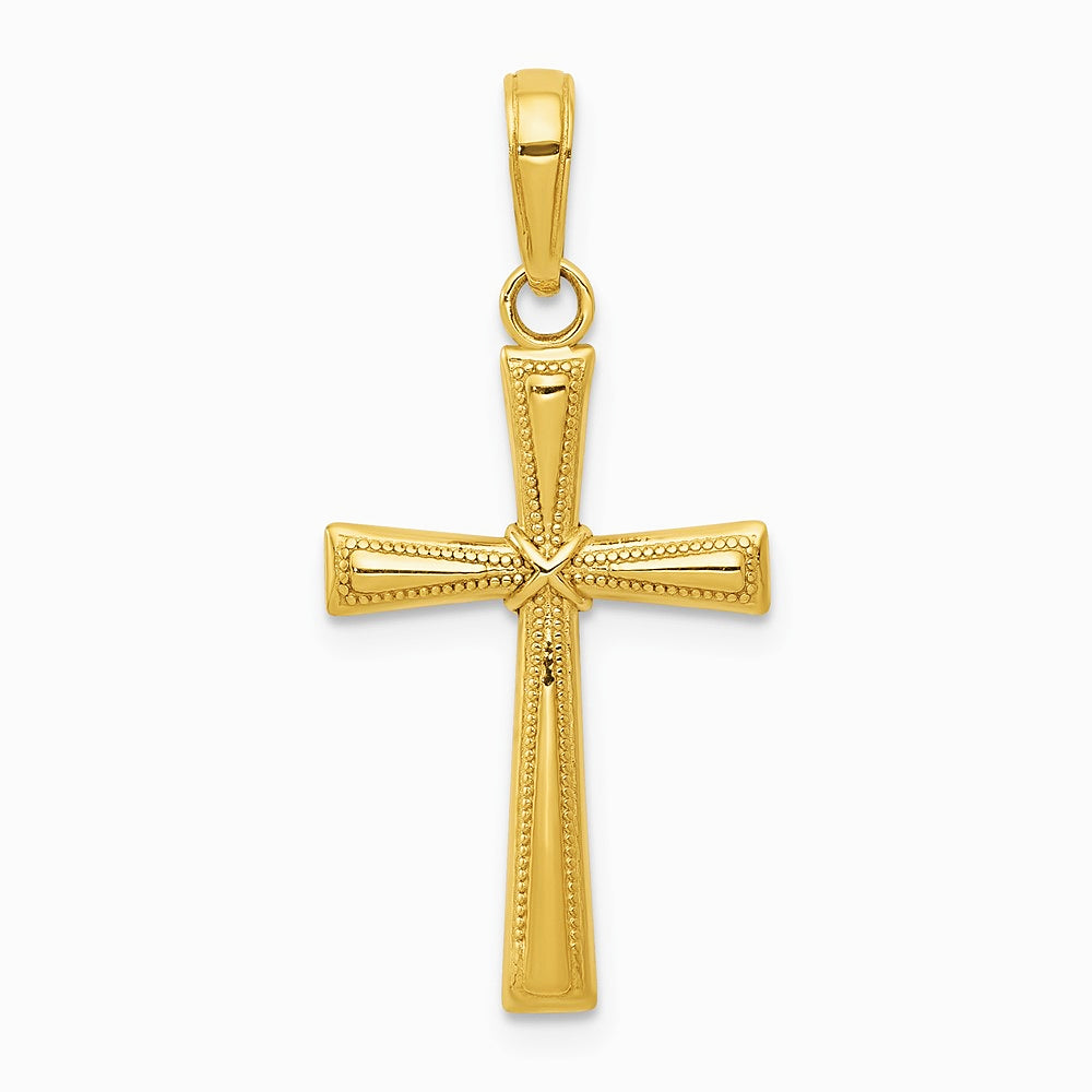 10K / 14K Yellow Gold Diamond-cut X Cross Pendant - Product Photo