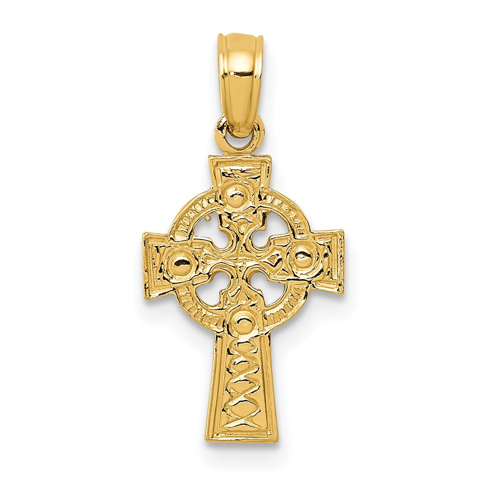 10K / 14K Yellow Gold Celtic Cross with Eternity Circle Pendant - Product Photo